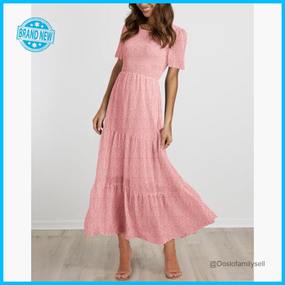 Bohemian Floral Maxi Dress Tiered Cocktail Elegant Summer Flowy - Picture 4 of 7